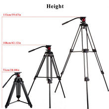 Load image into Gallery viewer, miliboo MTT601A Aluminum Heavy Duty Fluid Head Camera Tripod for Camcorder/DSLR Stand Professional Video Tripod