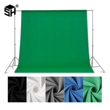 Load image into Gallery viewer, Green screen Photography Backdrops Green/White/Black/Blue/Grey Muslin Polyester-cotton Professional Background for Photo Studio
